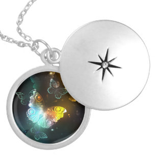 Luminous Butterfly and Night butterflies Locket Necklace