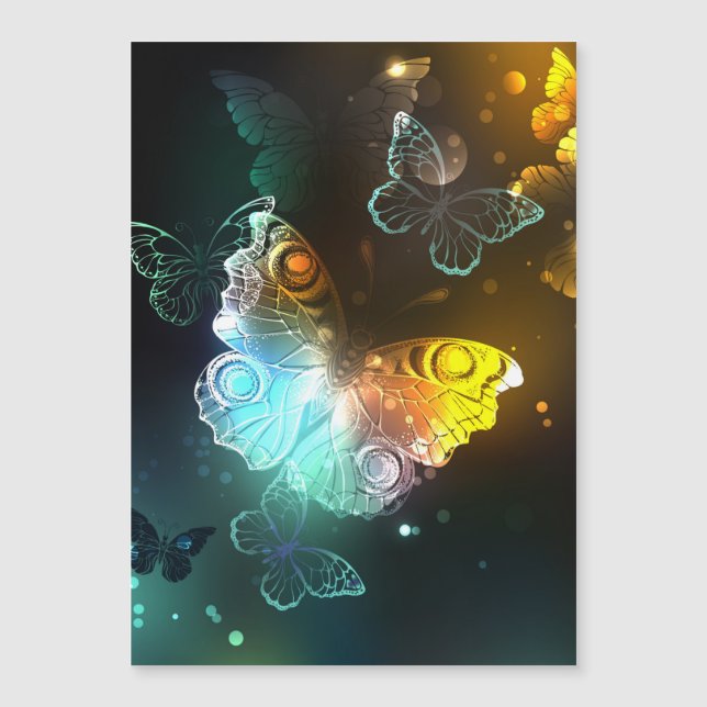 Luminous Butterfly and Night butterflies Magnetic Invitation (Front)