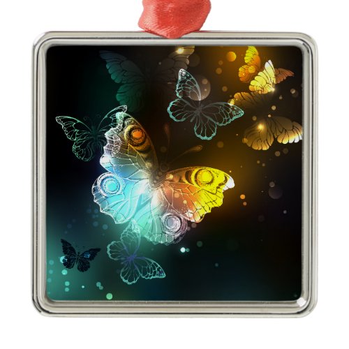 Luminous Butterfly and Night butterflies Metal Ornament