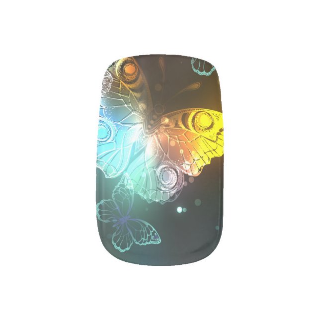 Luminous Butterfly and Night butterflies Minx Nail Art (Left Thumb)