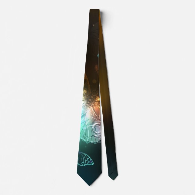 Luminous Butterfly and Night butterflies Neck Tie (Front)