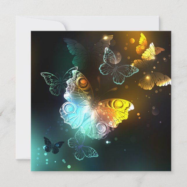 Luminous Butterfly and Night butterflies Note Card (Front)