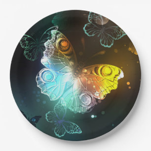 Luminous Butterfly and Night butterflies Paper Plates