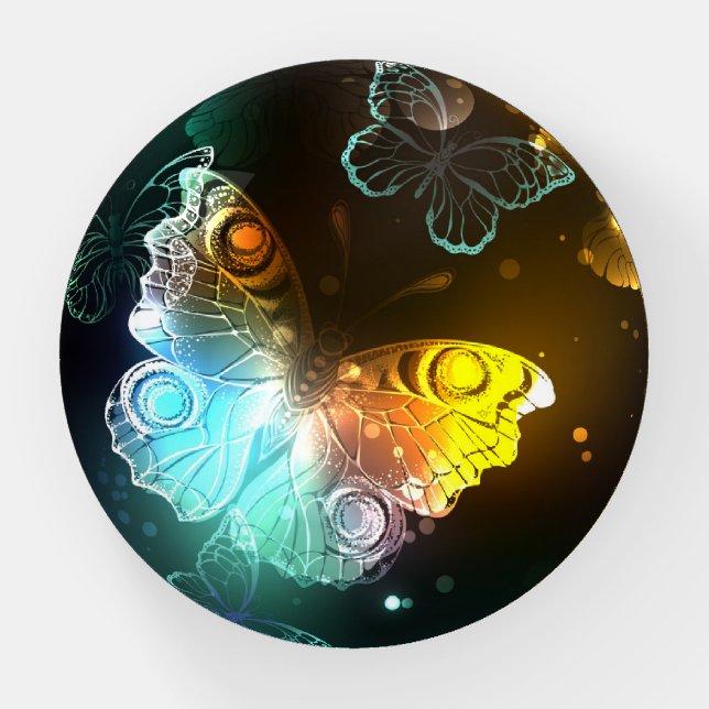 Luminous Butterfly and Night butterflies Paperweight (Front)
