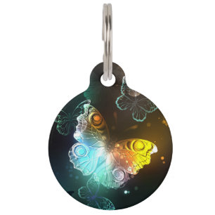 Luminous Butterfly and Night butterflies Pet ID Tag