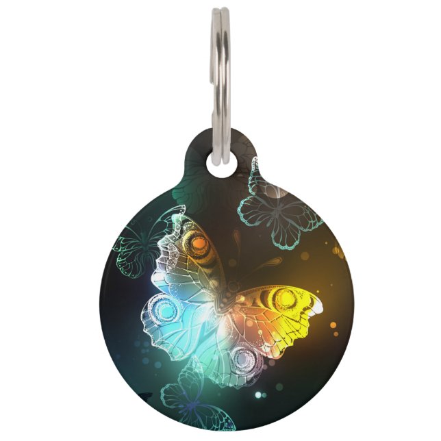 Luminous Butterfly and Night butterflies Pet ID Tag (Front)