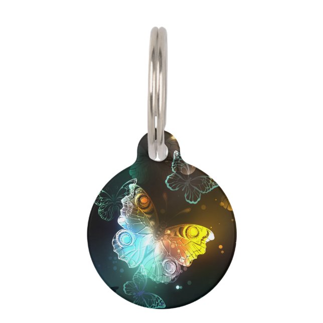 Luminous Butterfly and Night butterflies Pet ID Tag (Front)