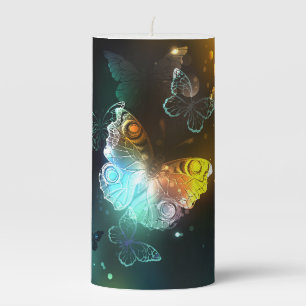 Luminous Butterfly and Night butterflies Pillar Candle