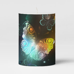 Luminous Butterfly and Night butterflies Pillar Candle