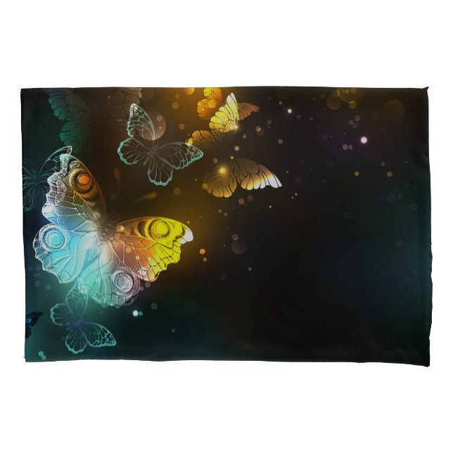 Luminous Butterfly and Night butterflies Pillow Case (Front-Left)