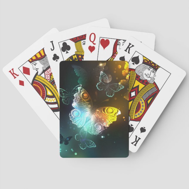 Luminous Butterfly and Night butterflies Poker Cards (Back)