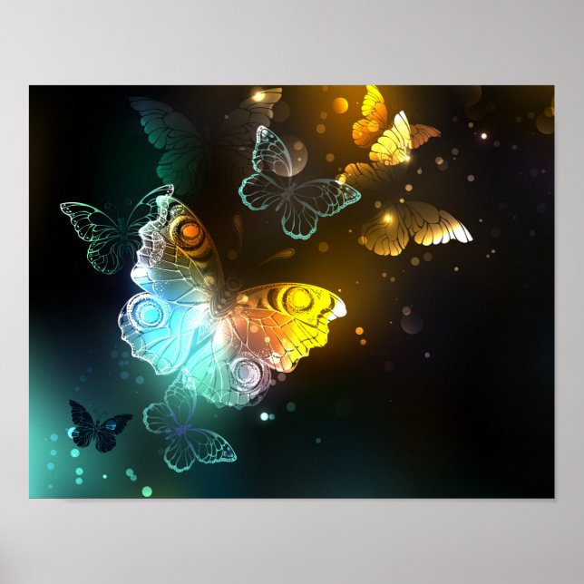 Luminous Butterfly and Night butterflies Poster (Front)