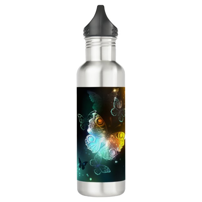 Luminous Butterfly and Night butterflies Stainless Steel Water Bottle (Left)