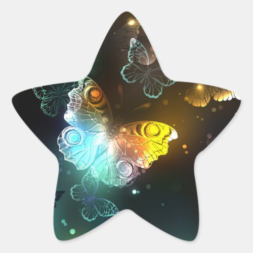 Luminous Butterfly and Night butterflies Star Sticker