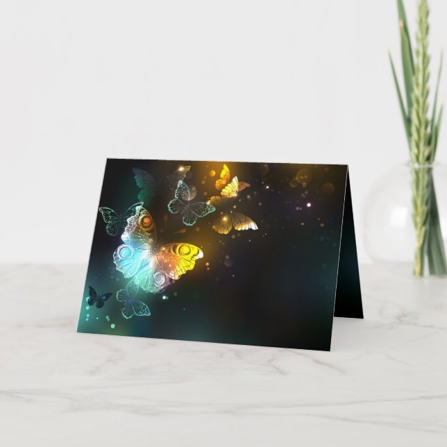 Luminous Butterfly and Night butterflies Thank You Card (Front)