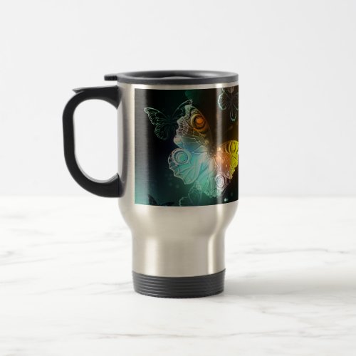 Luminous Butterfly and Night butterflies Travel Mug