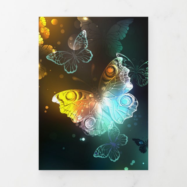 Luminous Butterfly and Night butterflies Tri-Fold Invitation (Cover)