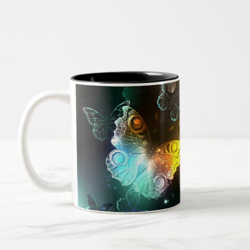 Luminous Butterfly and Night butterflies Two_Tone Coffee Mug