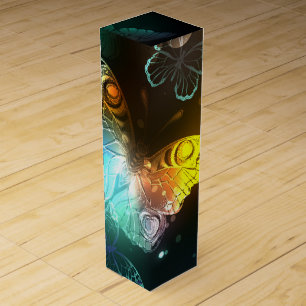 Luminous Butterfly and Night butterflies Wine Box