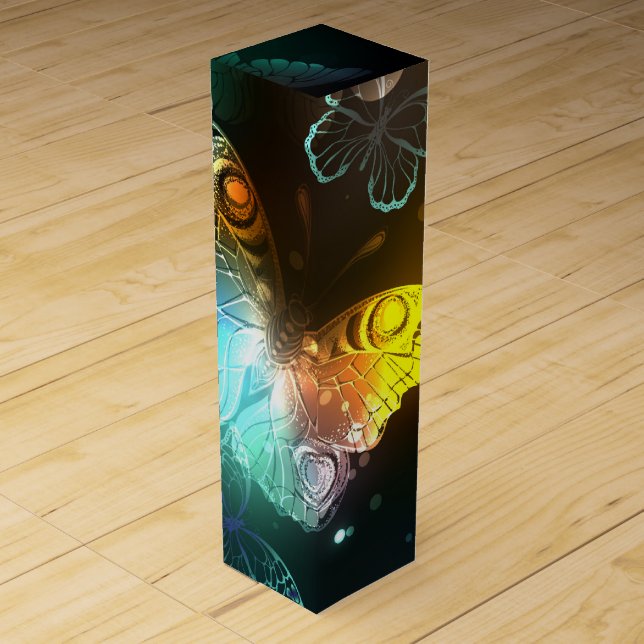 Luminous Butterfly and Night butterflies Wine Box (Front)