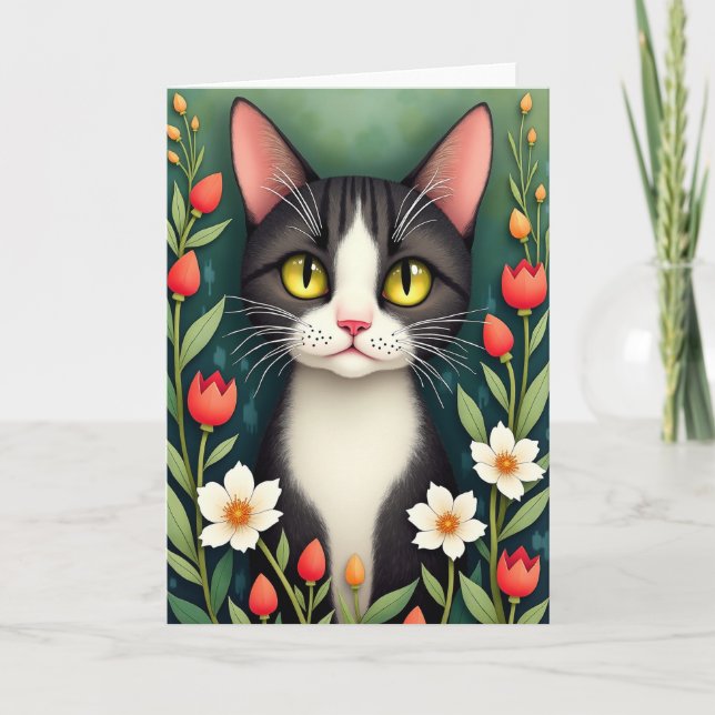 Luminous Cat Birthday Card (Front)
