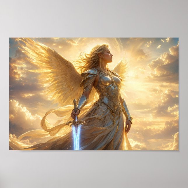 Luminous Celestial Winged Warrior Poster (Front)