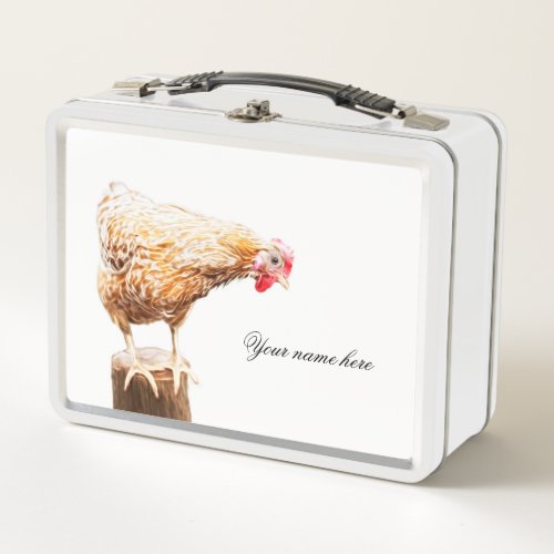Luminous chicken art metal lunch box