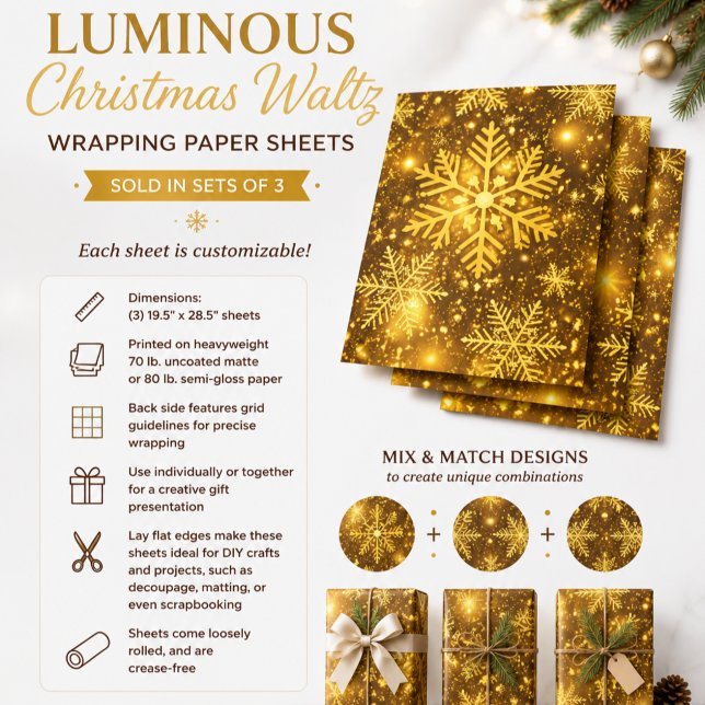 Luminous Christmas Waltz Wrapping Paper Sheets (Creator Uploaded)