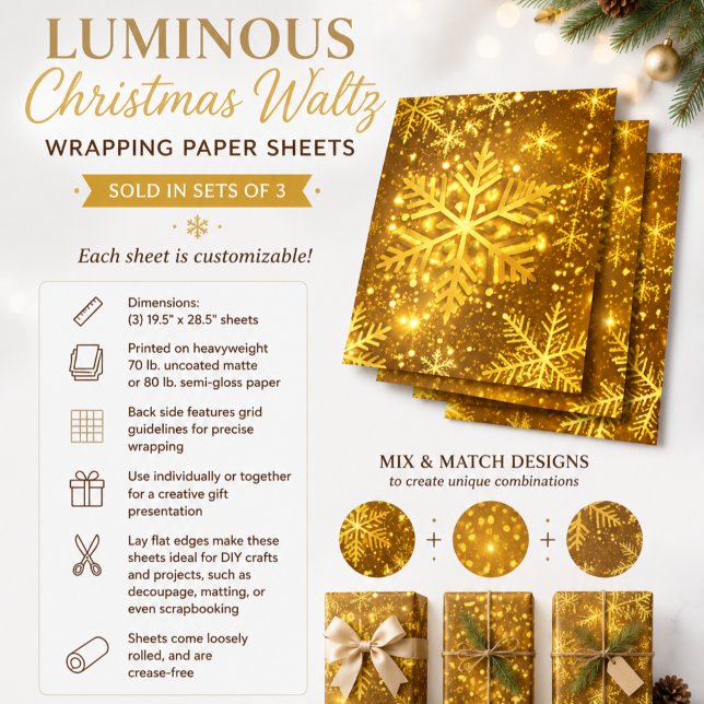 Luminous Christmas Waltz Wrapping Paper Sheets (Creator Uploaded)