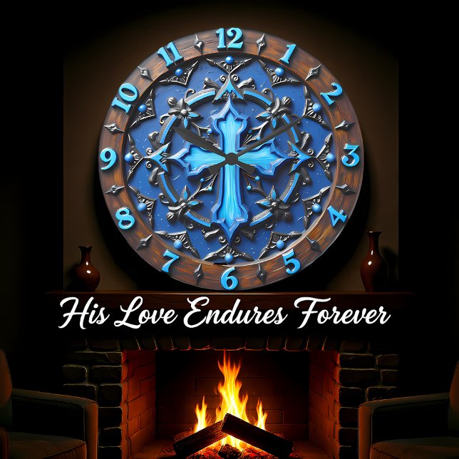 Luminous Cobalt Cross Ornate Large Clock (Creator Uploaded)