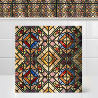 Luminous Colorful Diamond Cathedral Glass Art Ceramic Tile