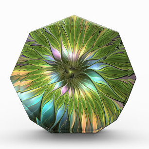 Luminous Colorful Fantasy Flower Fractal Art Acrylic Award