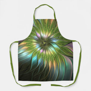Luminous Colorful Fantasy Flower Fractal Art Apron