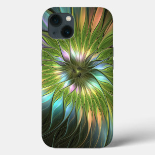Luminous Colorful Fantasy Flower Fractal Art iPhone 13 Case