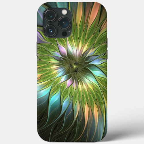 Luminous Colorful Fantasy Flower Fractal Art iPhone 13 Pro Max Case
