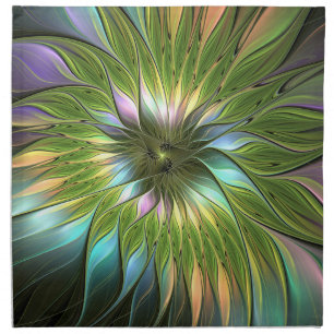 Luminous Colorful Fantasy Flower Fractal Art Cloth Napkin