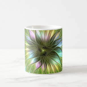 Luminous Colorful Fantasy Flower Fractal Art Coffee Mug