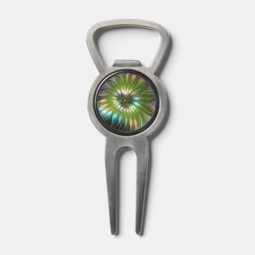 Luminous Colorful Fantasy Flower Fractal Art Divot Tool