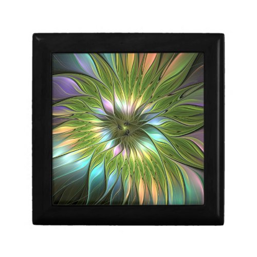 Luminous Colorful Fantasy Flower Fractal Art Gift Box