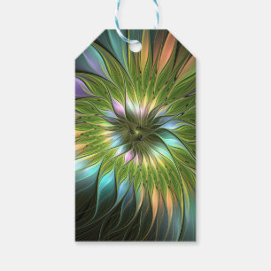 Luminous Colorful Fantasy Flower Fractal Art Gift Tags