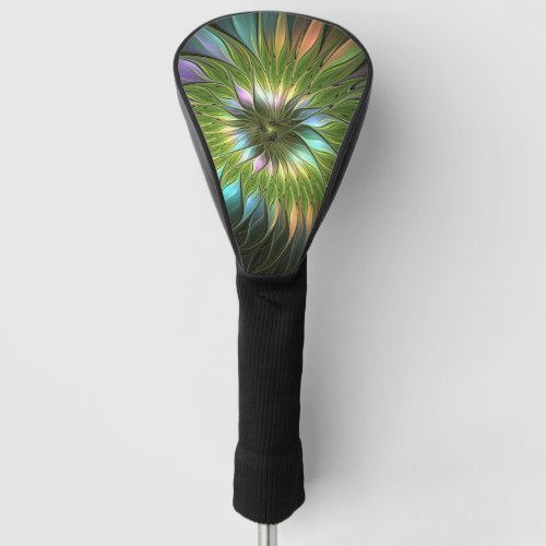Luminous Colorful Fantasy Flower Fractal Art Golf Head Cover