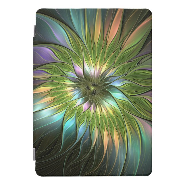 Luminous Colorful Fantasy Flower Fractal Art iPad Pro Cover (Front)