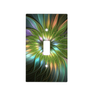 Luminous Colorful Fantasy Flower Fractal Art Light Switch Cover