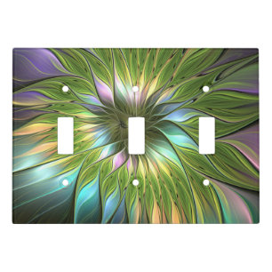 Luminous Colorful Fantasy Flower Fractal Art Light Switch Cover
