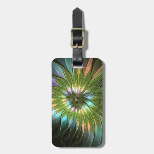 Luminous Colorful Fantasy Flower Fractal Art Luggage Tag