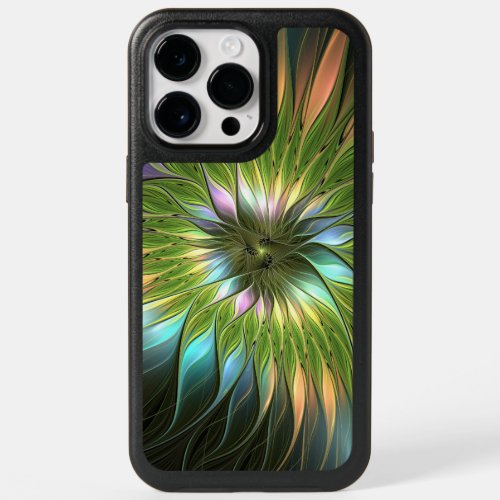 Luminous Colorful Fantasy Flower Fractal Art OtterBox iPhone 14 Pro Max Case