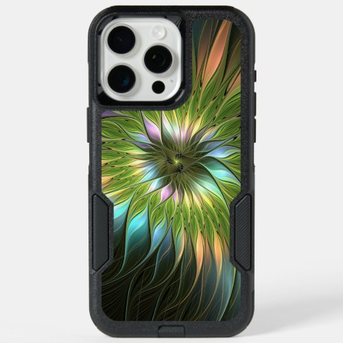 Luminous Colorful Fantasy Flower Fractal Art iPhone 15 Pro Max Case
