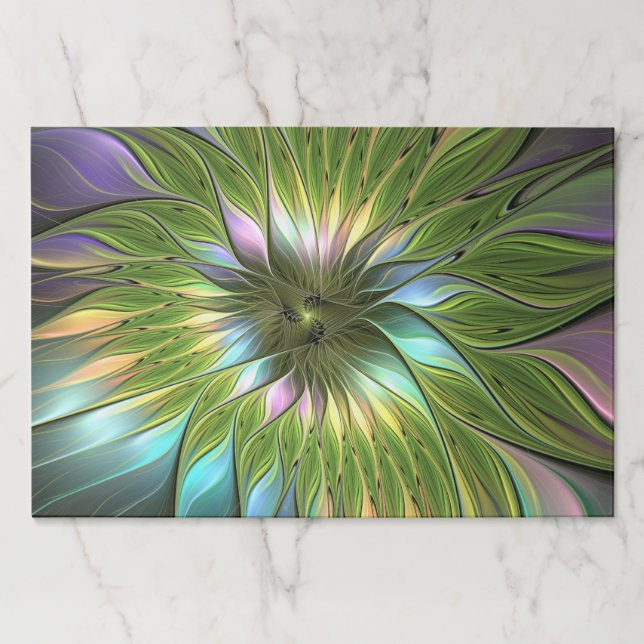 Luminous Colorful Fantasy Flower Fractal Art Paper Pad (Front)