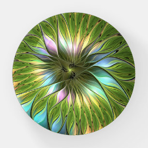 Luminous Colorful Fantasy Flower Fractal Art Paperweight