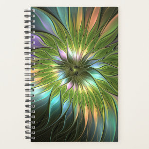 Luminous Colorful Fantasy Flower Fractal Art Planner